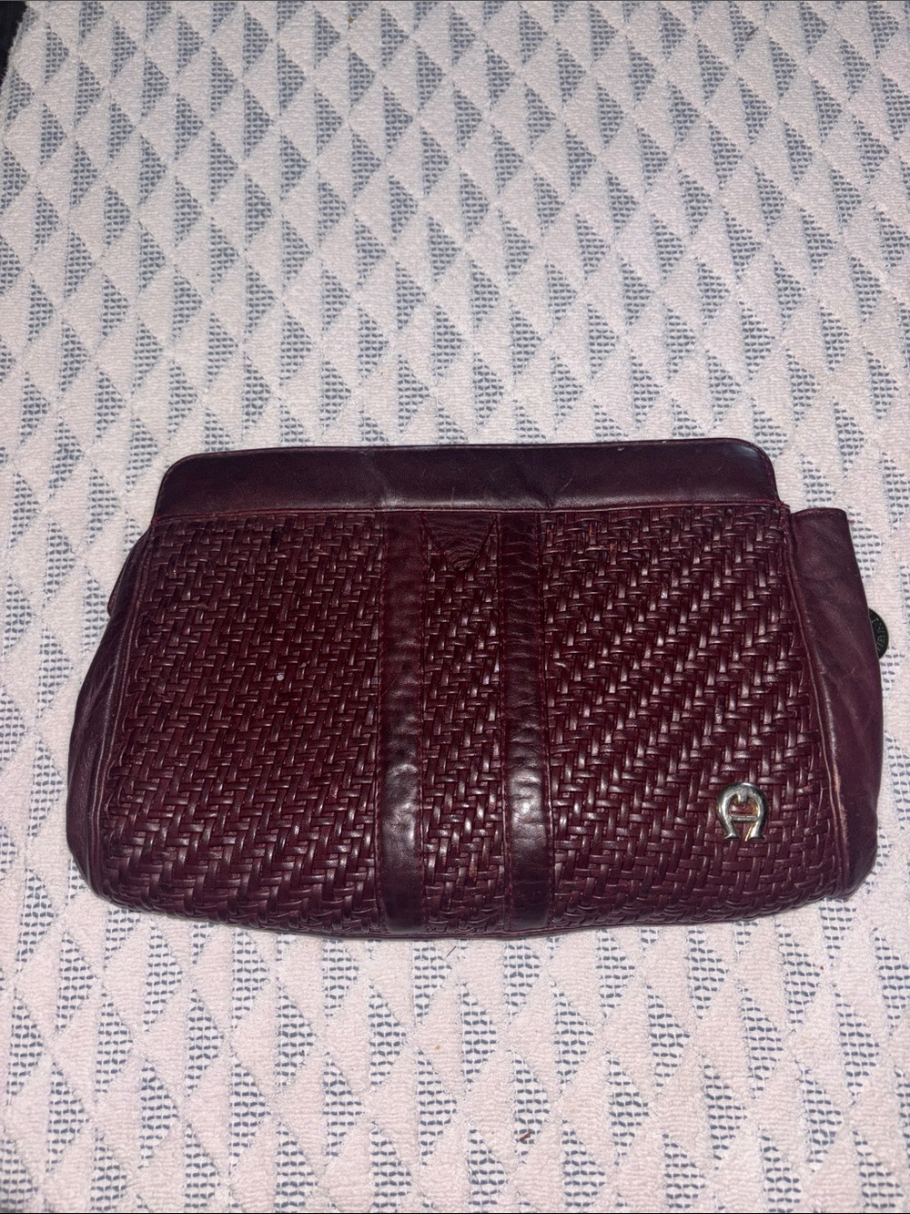 Vintage Etienne Aigner Handwoven Leather Clutch